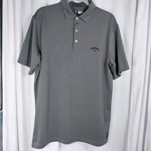 Callaway Polo Shirt Mens Med Gray Micro Striped Opti Dri‎ Golf Performance